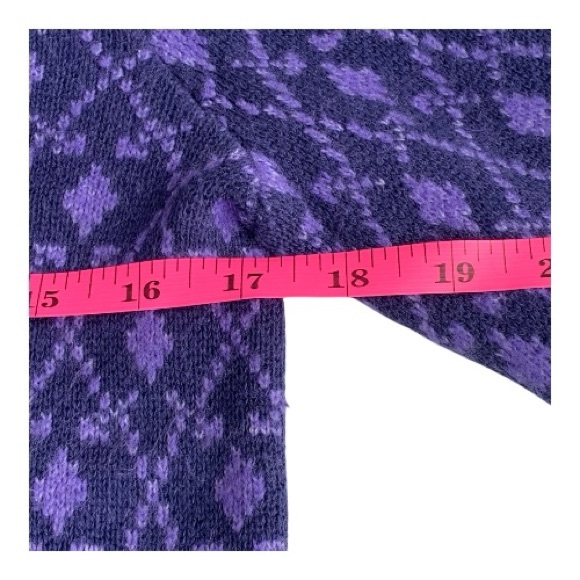 LOFT Women's Purple Diamond Motif Knit Sweater Geometric Long Sleeves Size XS - Picture 8 of 12